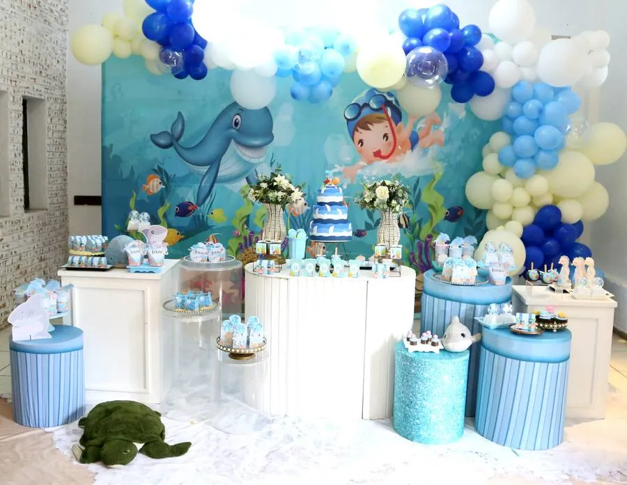 Decoração Fundo do Mar · Fundo do Mar Azul · Buffet Family
