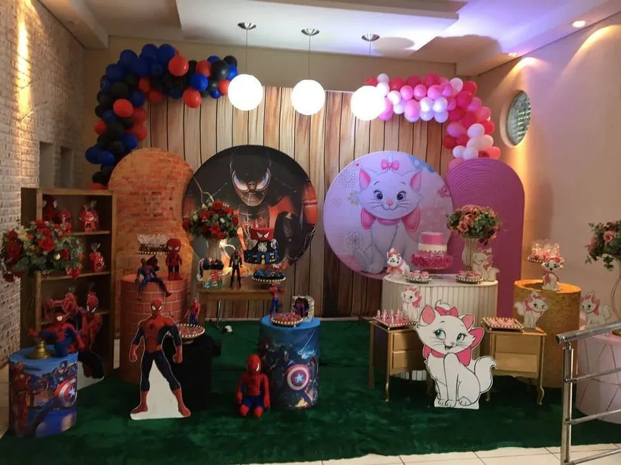 Decoração Fundo do Mar · Homem-Aranha e Marie Gêmeos · Buffet Family