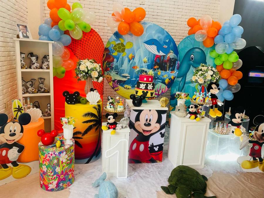 Decoração Fundo do Mar · Mickey Azul Oceano · Buffet Family