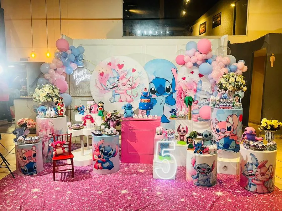 Decoração Stitch · Stitch e Angel · Buffet Family